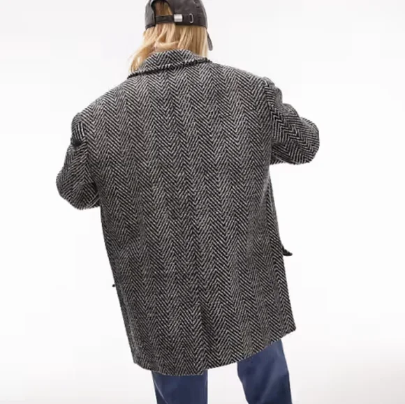 NWT Topshop herringbone textured blazer coat size 10 - Picture 3 of 14